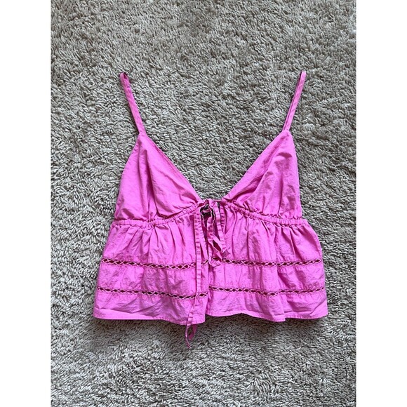 Zara Tops - Zara Poplin Ruffled Crop Top in Pink Size SMALL